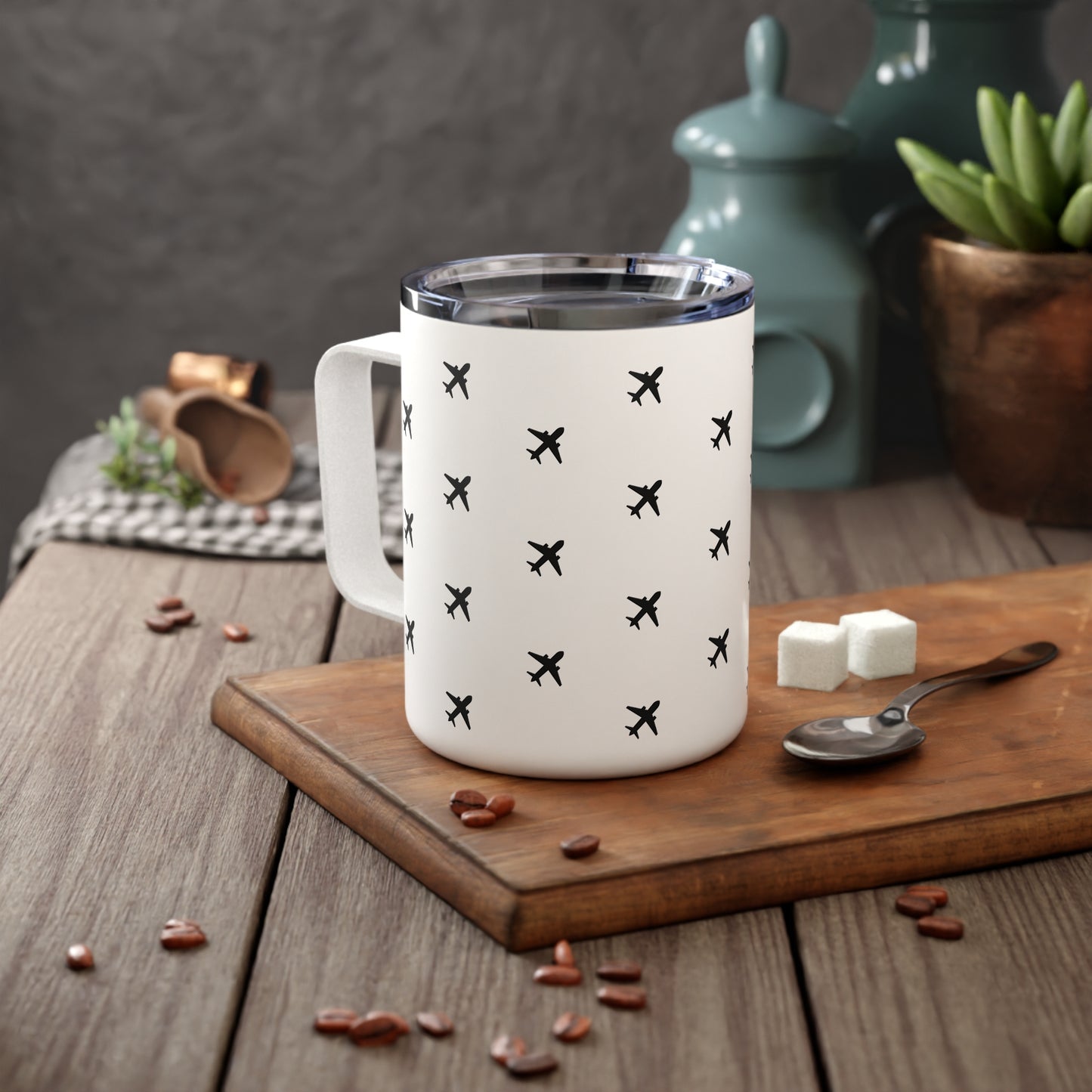 Airplane Pattern Insulated Mug