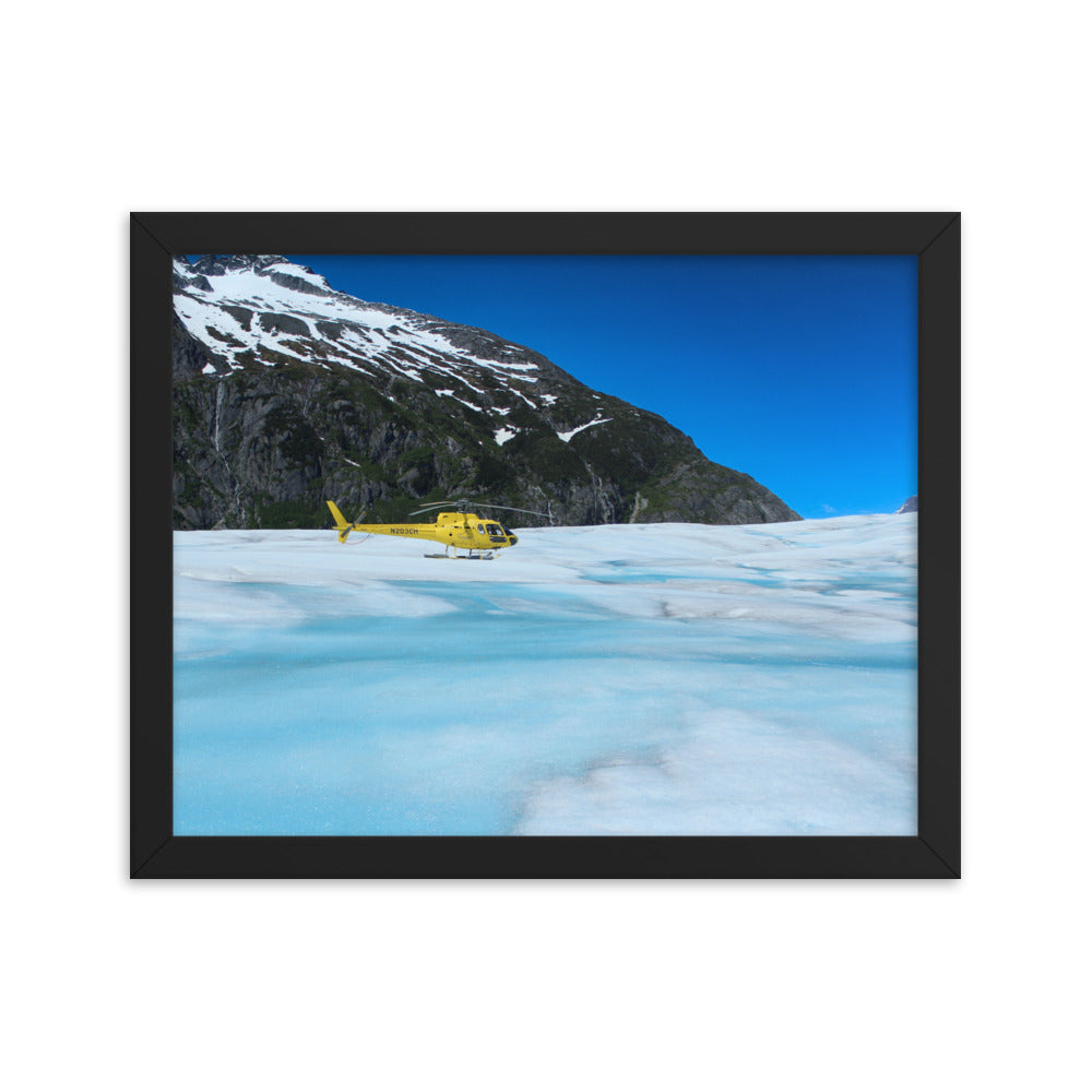 Framed Helicopter on Glacier