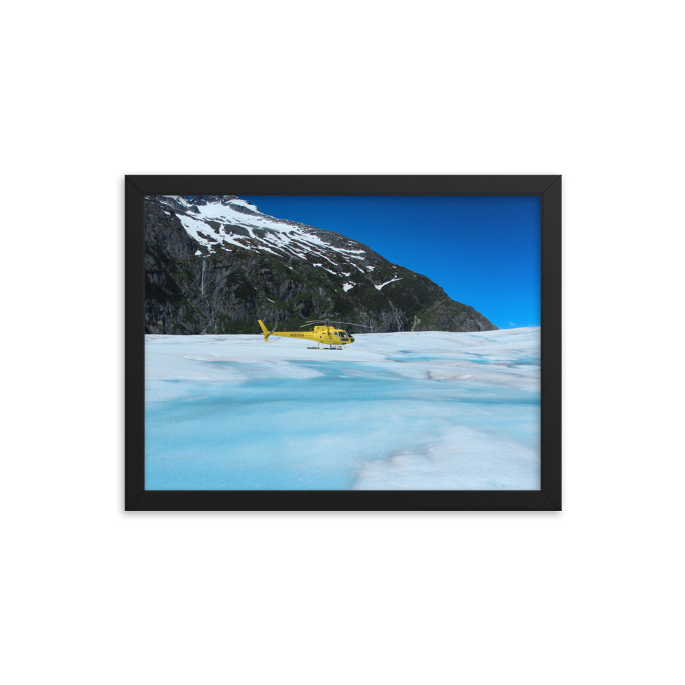 Framed Helicopter on Glacier