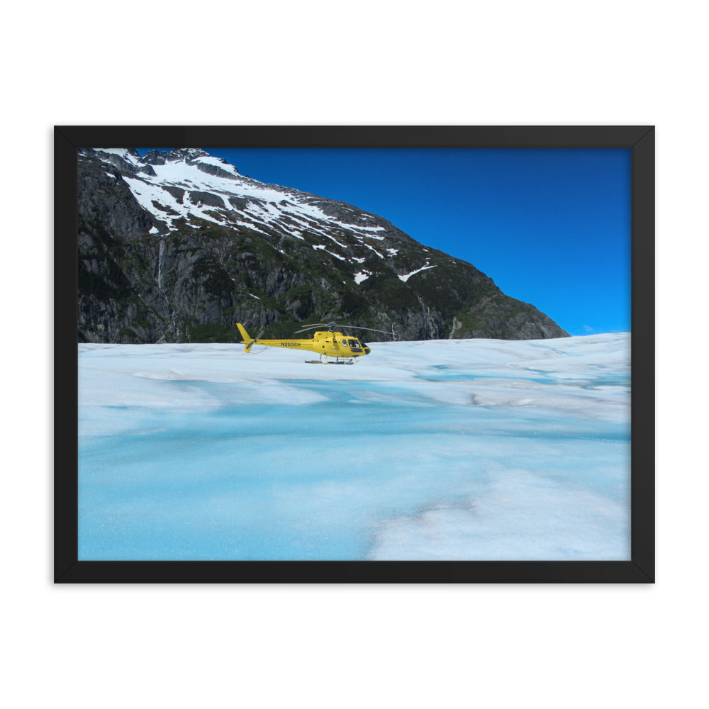 Framed Helicopter on Glacier