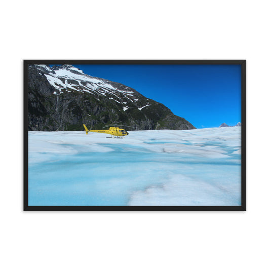 Framed Helicopter on Glacier