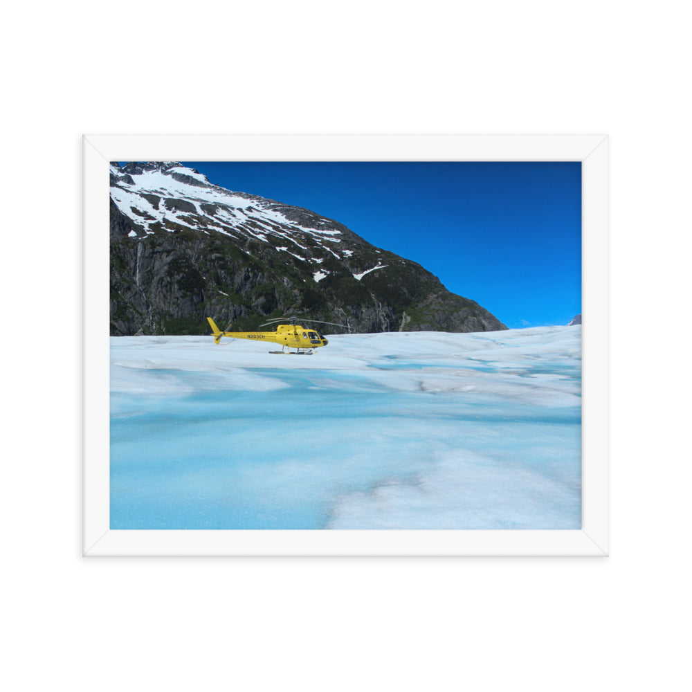 Framed Helicopter on Glacier