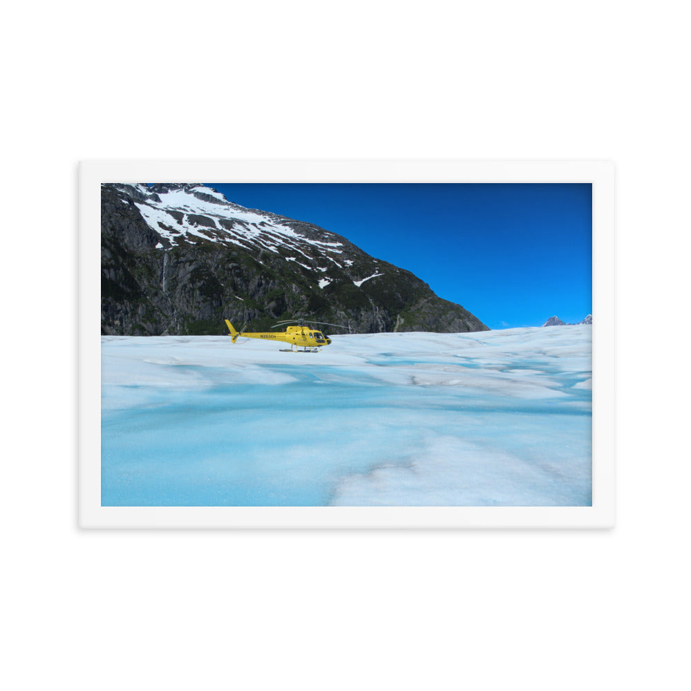 Framed Helicopter on Glacier