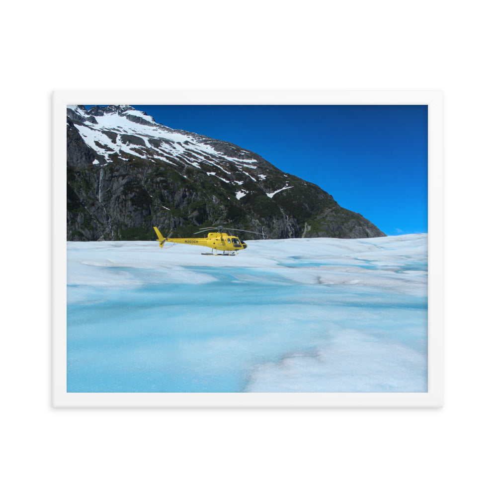 Framed Helicopter on Glacier