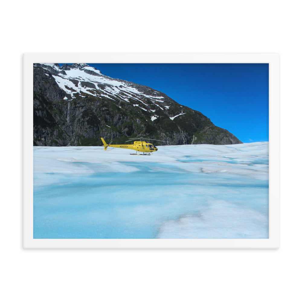 Framed Helicopter on Glacier