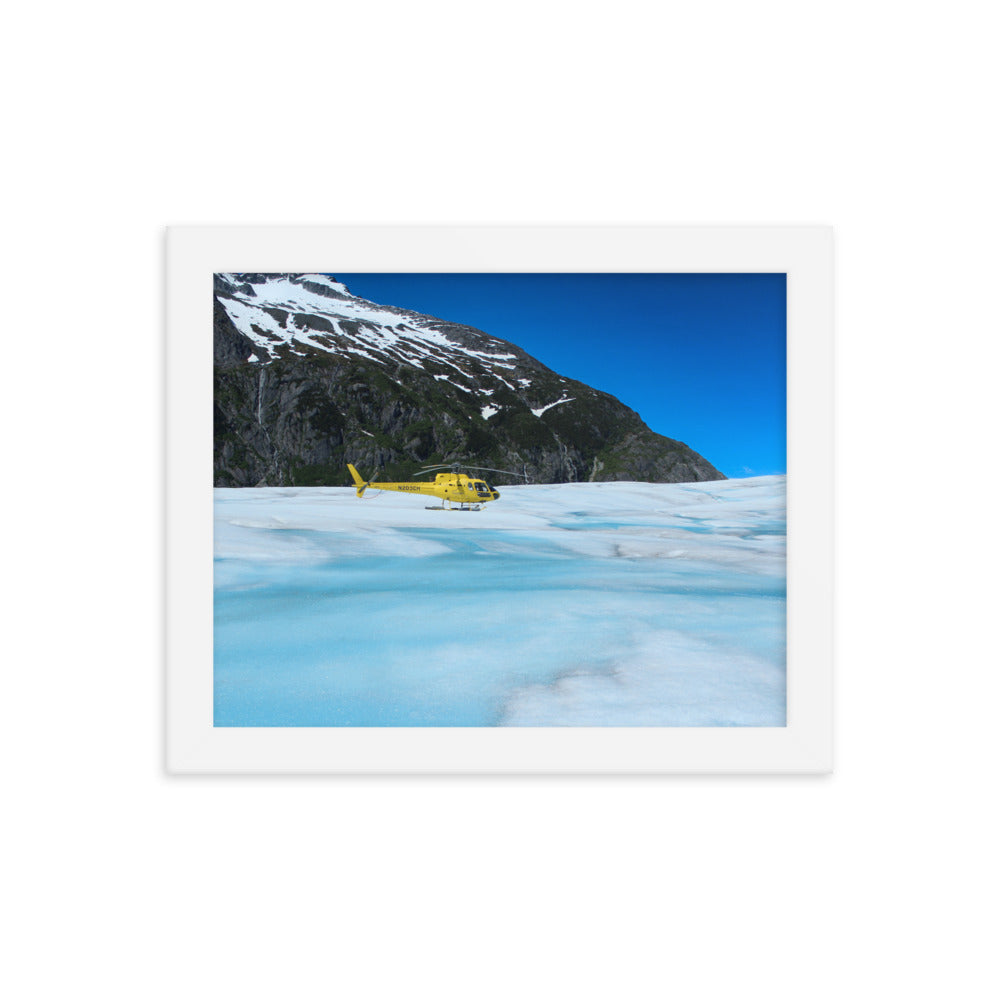 Framed Helicopter on Glacier